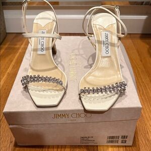Jimmy Choo Cream Crystal Embellished Heels